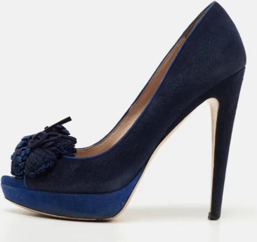 Miu Pre-owned Suede heels Blue Dames