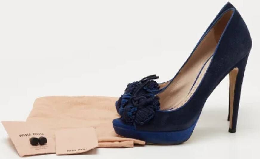 Miu Pre-owned Suede heels Blue Dames