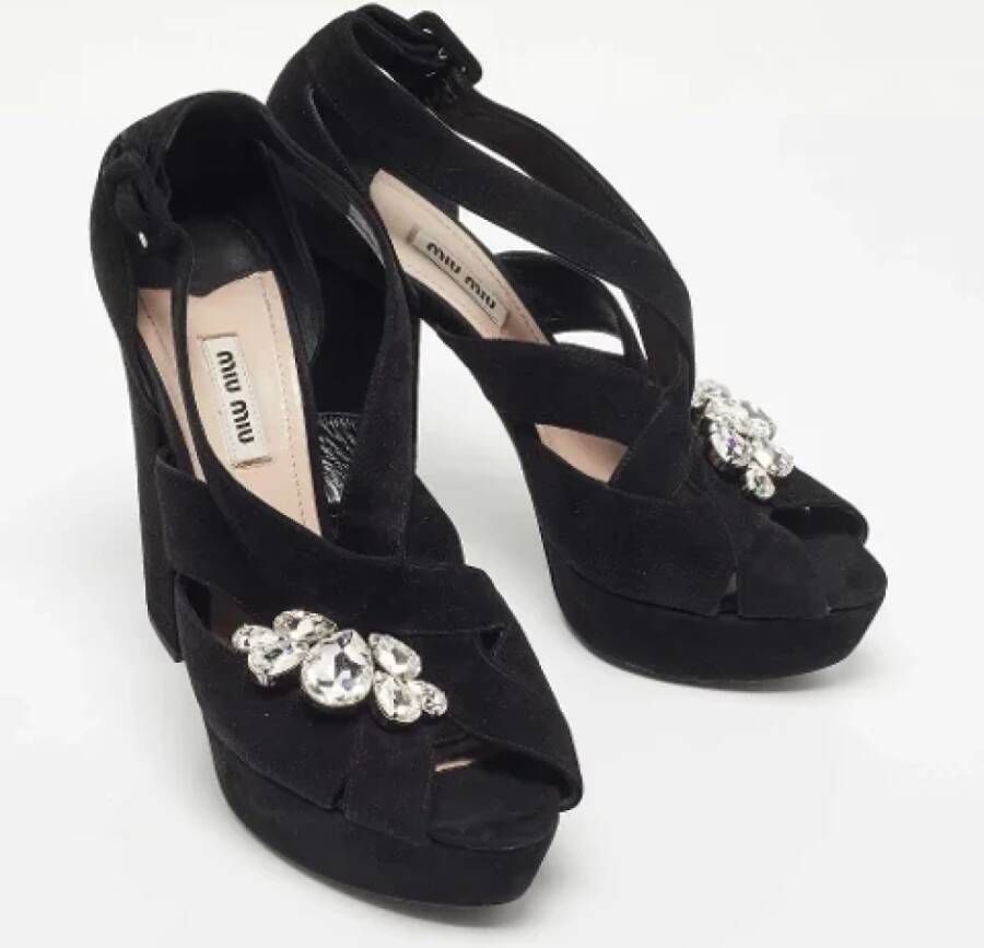 Miu Pre-owned Suede sandals Black Dames