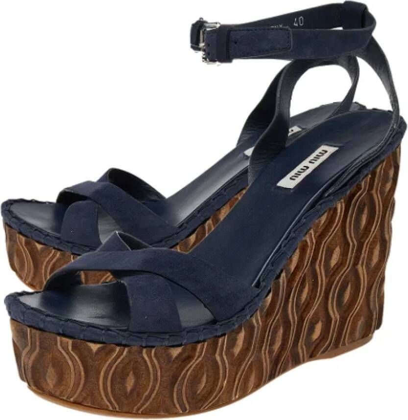 Miu Pre-owned Suede sandals Blue Dames