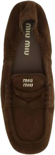 Miu Suède Ruches Loafers met leren Horsebit