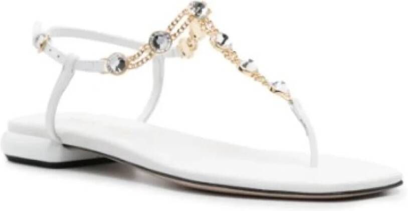 Miu Witte Leren Sandalen met Strass White Dames