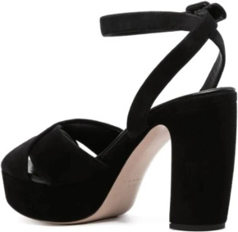 Miu Zwarte Suède Kruisband Sandalen Black Dames