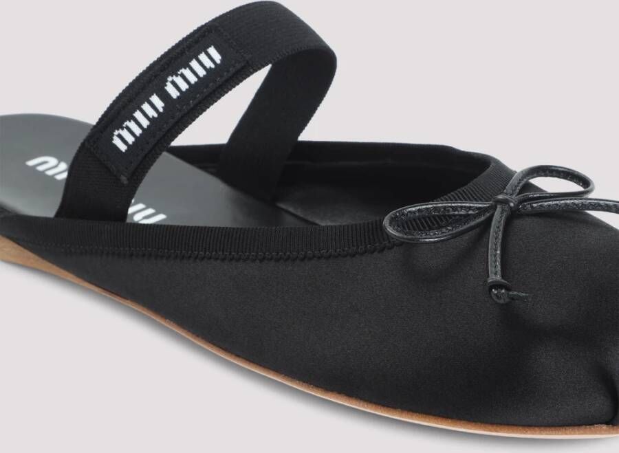 Miu Zwarte Viscose Sandalen met Strikdetail