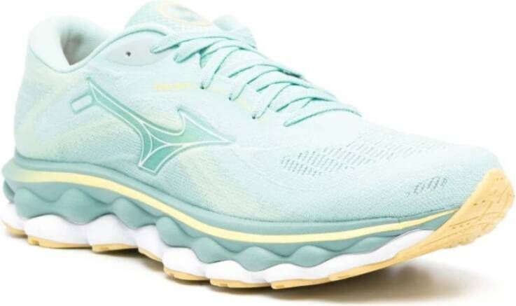 Mizuno Blauwe Gebreide Sneakers met Geperforeerde Details Blue Dames