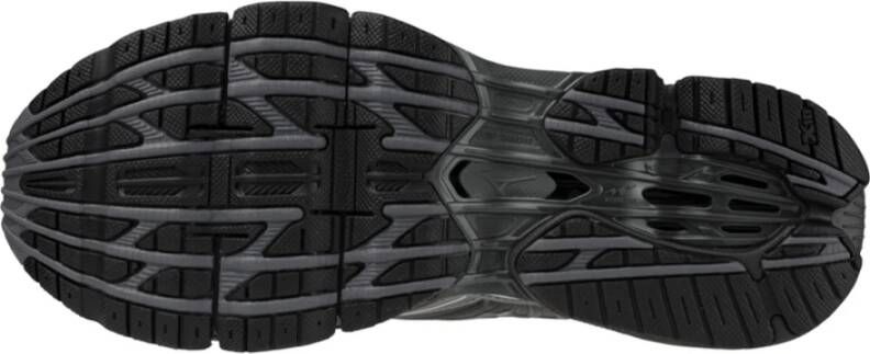 Mizuno Futuristische Zwarte & Metallic Grijze Sneakers