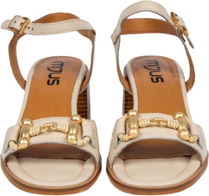 MJUS Beige Leren Enkelband Sandalen Beige Dames