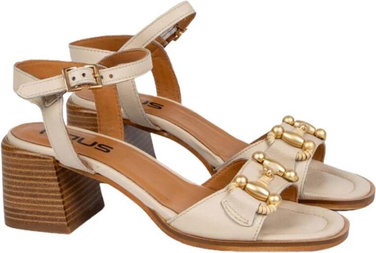 MJUS Beige Leren Enkelband Sandalen Beige Dames