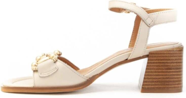 MJUS Metalen Klem Sandaal Leren Zool Beige Dames
