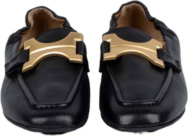 MJUS Zwarte Leren Loafers met Gouden Detail Black Dames