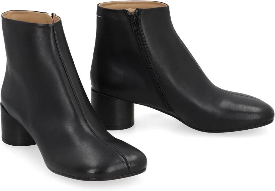 MM6 Maison Margiela Anatomici Leren Enkellaarzen Black Dames
