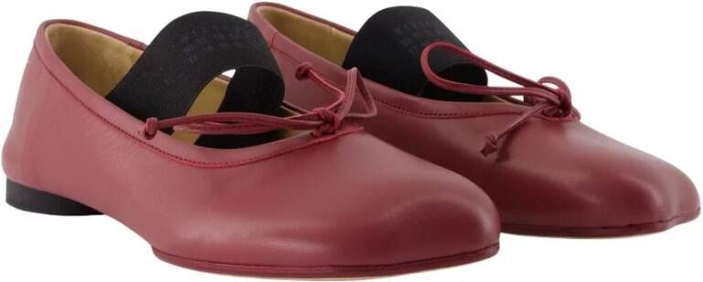MM6 Maison Margiela Bordeauxrode Leren Ballerina met Messing Details