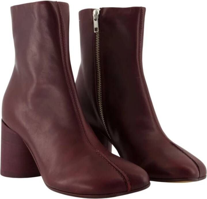 MM6 Maison Margiela Bordeauxrode Leren Enkellaarzen