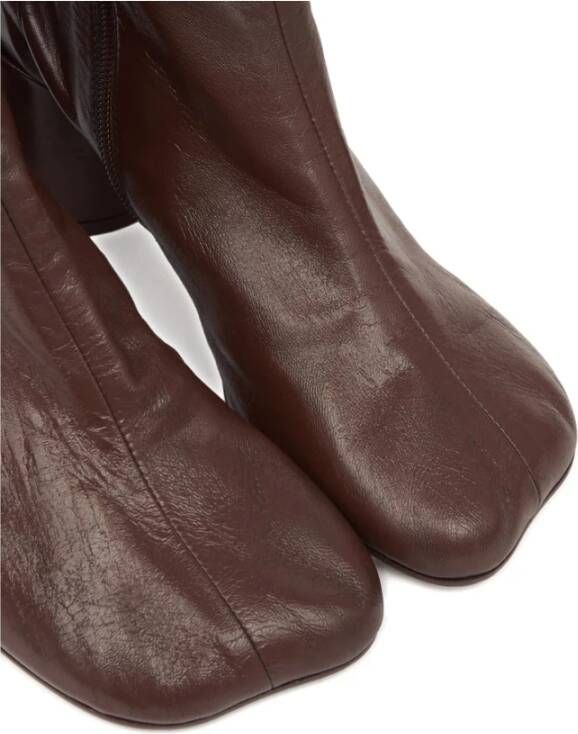 MM6 Maison Margiela Bruine Blokhak Tabi Laarzen