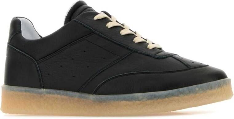 MM6 Maison Margiela Klassieke Zwarte Lederen Sneakers Black Heren
