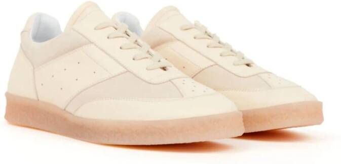 MM6 Maison Margiela Low-Top Leather Sneakers Beige Heren