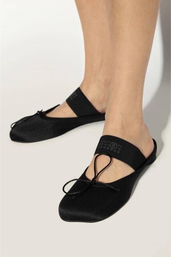 MM6 Maison Margiela Slides met bedrukt logo Black Dames