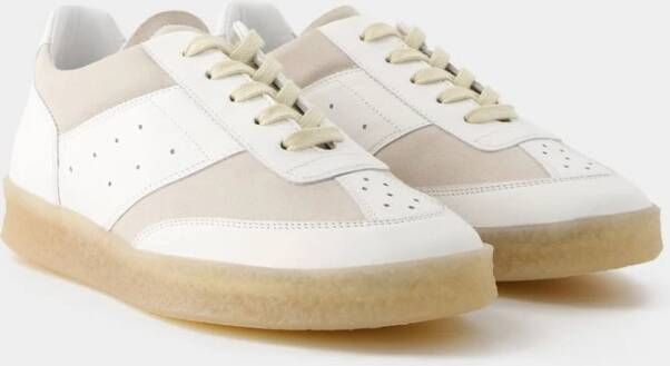 MM6 Maison Margiela Grained Calfskin Court Sneakers Wit Dames