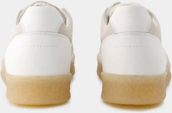 MM6 Maison Margiela Grained Calfskin Court Sneakers Wit Dames