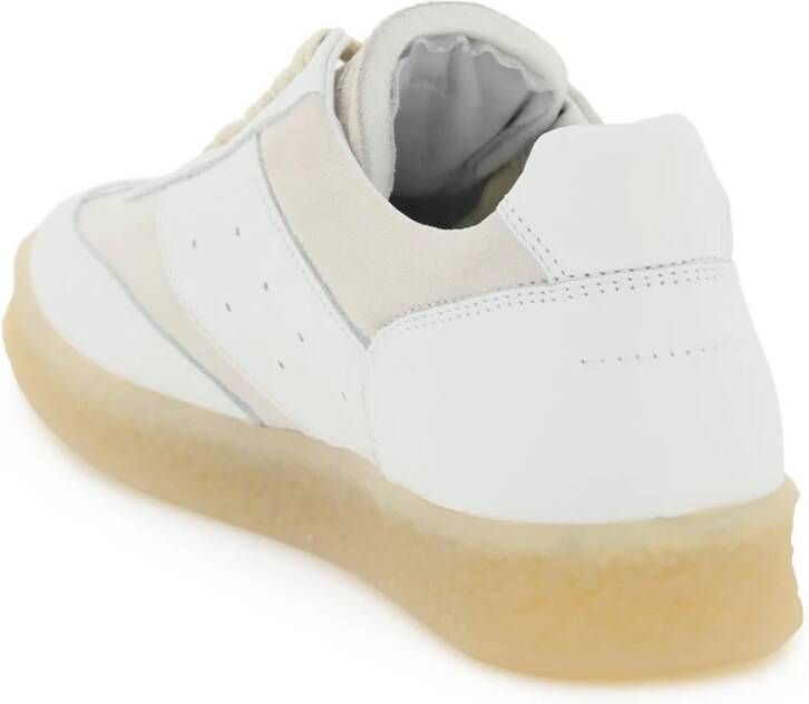 MM6 Maison Margiela Replica Leren Sneakers met Contrasterende Suède Inzetstukken Wit Dames