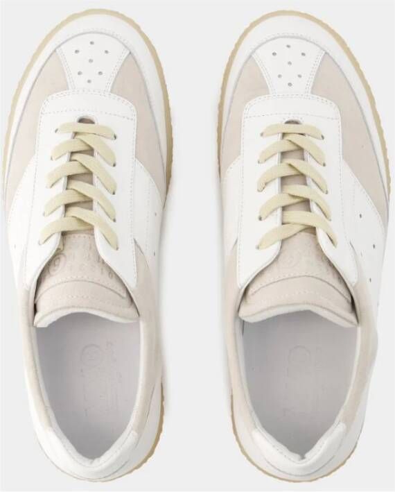 MM6 Maison Margiela Grained Calfskin Court Sneakers Wit Heren