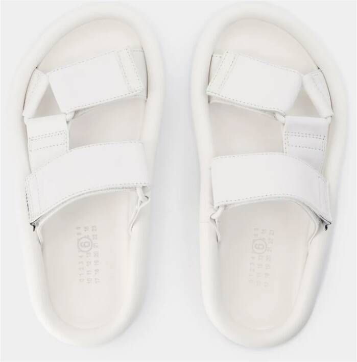 MM6 Maison Margiela Witte leren amandel open-teen sandalen Beige Dames