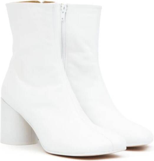 MM6 Maison Margiela Witte Leren Blokhak Laarzen