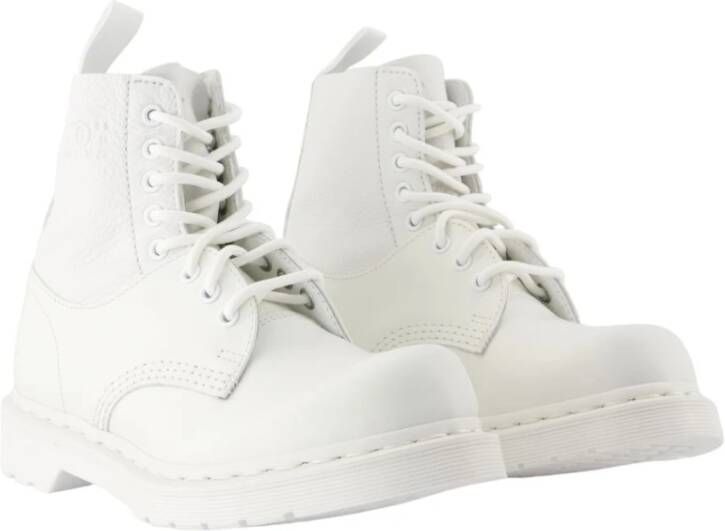 MM6 Maison Margiela Witte Leren Enkellaarzen Ronde Neus