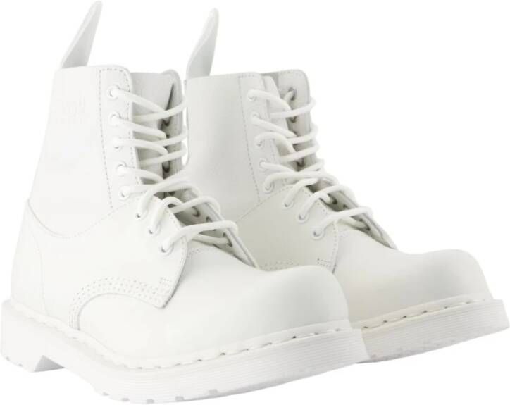 MM6 Maison Margiela Witte Leren Enkellaarzen Ronde Neus