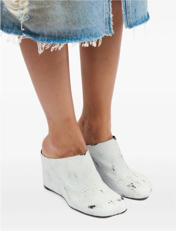 MM6 Maison Margiela Witte leren sleehak sandalen
