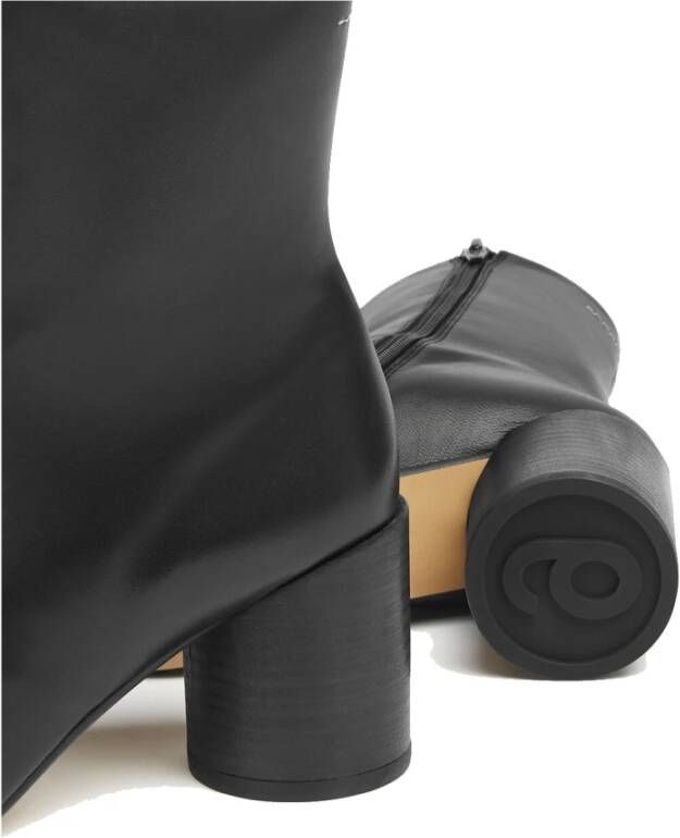 MM6 Maison Margiela Zwarte Leren Anatomische Laarzen met Hak Black Dames