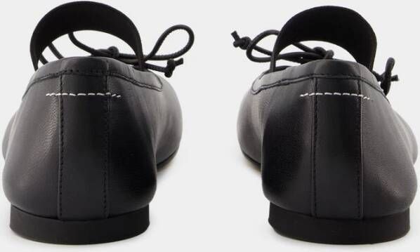 MM6 Maison Margiela Zwarte Leren Ballerina Ronde Neus Instapper Black Dames