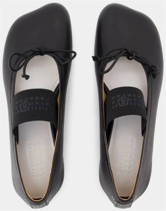 MM6 Maison Margiela Zwarte Leren Ballerina Ronde Neus Instapper Black Dames