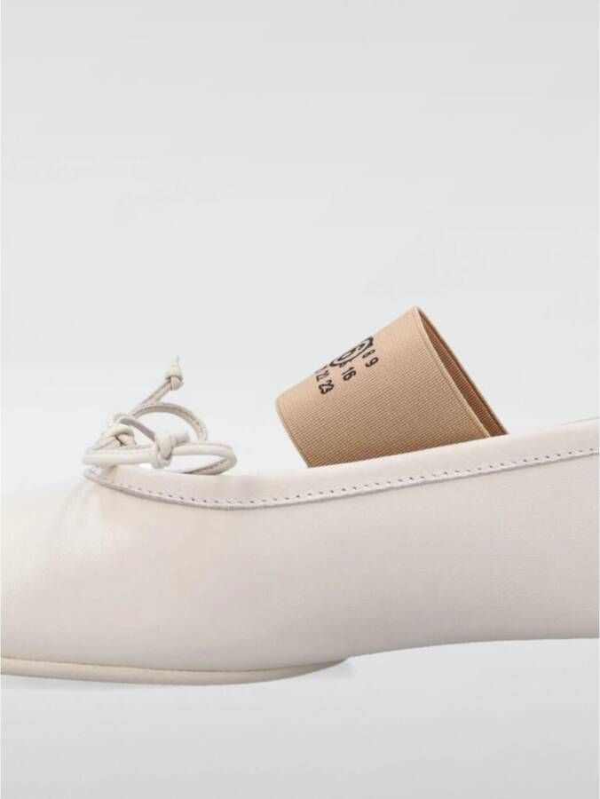 MM6 Maison Margiela Zwarte leren ballerina`s met strik