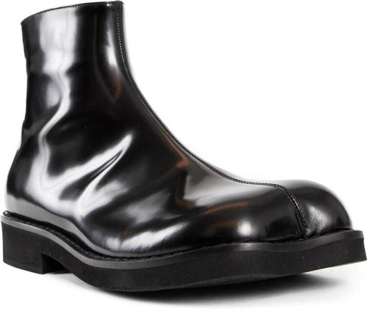 MM6 Maison Margiela Zwarte leren enkellaarsjes