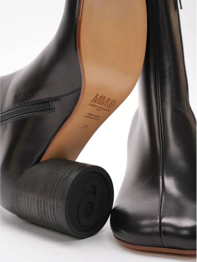 MM6 Maison Margiela Zwarte leren enkellaarsjes met rits