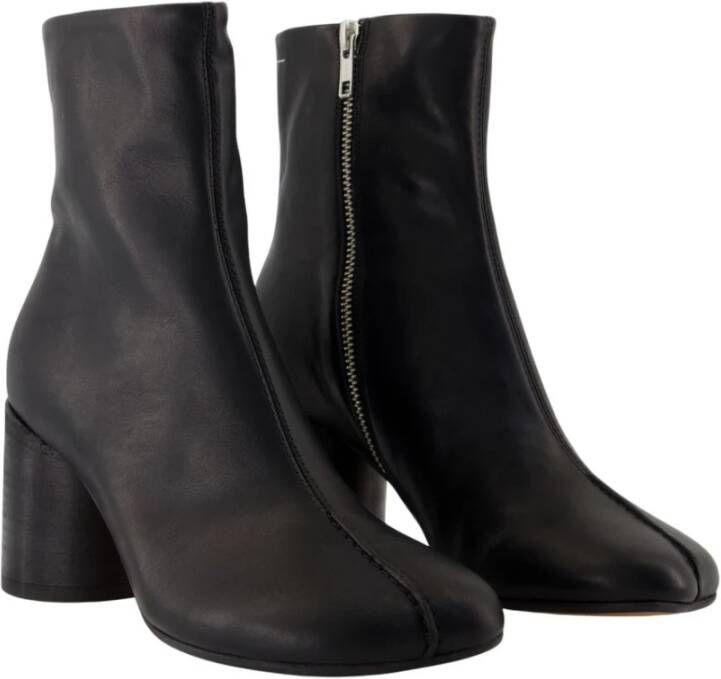 MM6 Maison Margiela Zwarte leren enkellaarzen met 7 cm hak