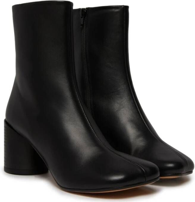 MM6 Maison Margiela Zwarte Leren Hoge Blokhak Schoenen