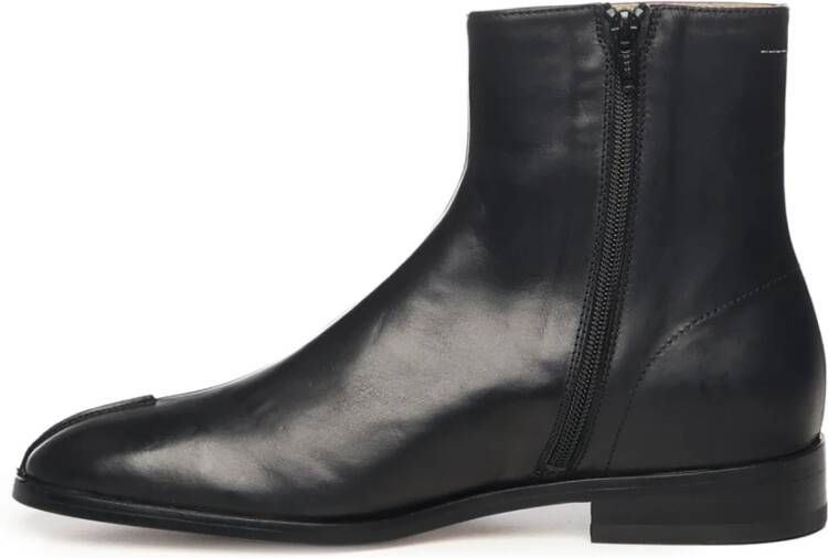 MM6 Maison Margiela Zwarte Leren Ritslaarzen