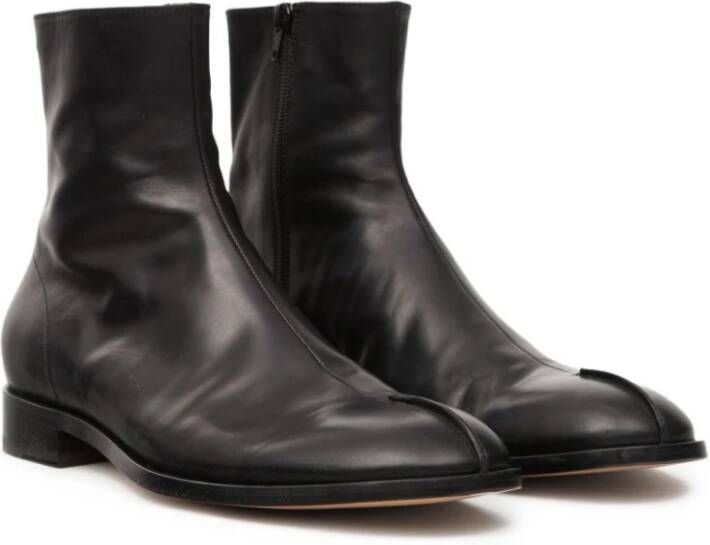 MM6 Maison Margiela Zwarte ritslaarzen gladde lage hak