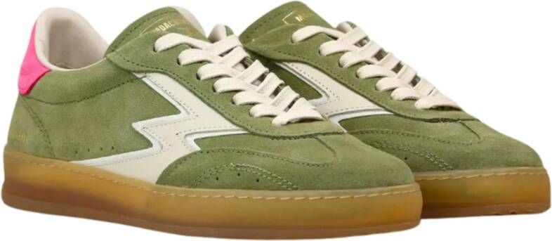 MOA Master OF Arts Salie Groene Suède Sneakers met Roze Nubuck