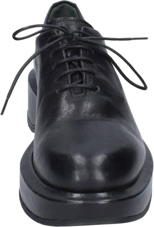 Moma Elegante leren veterschoenen Black Dames
