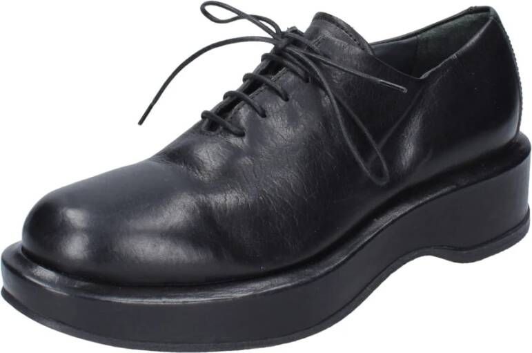 Moma Elegante leren veterschoenen Black Dames