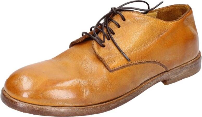 Moma Elegante Vintage Lederen Geslepen Schoenen Brown Dames