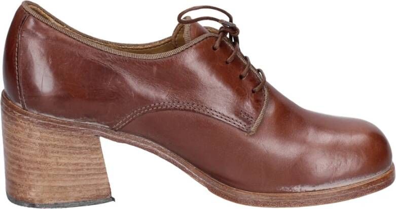 Moma Elegante Vintage Lederen Pumps Brown Dames