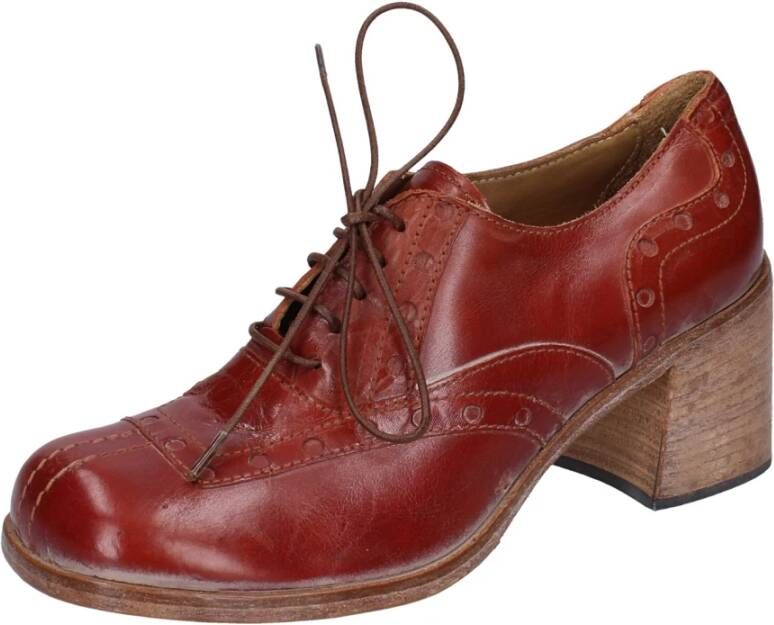 Moma Elegante Vintage Lederen Schoenen Brown Dames