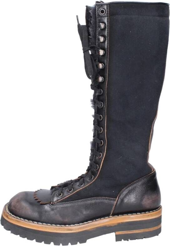 Moma Vintage Leren Dameslaarzen Black Dames