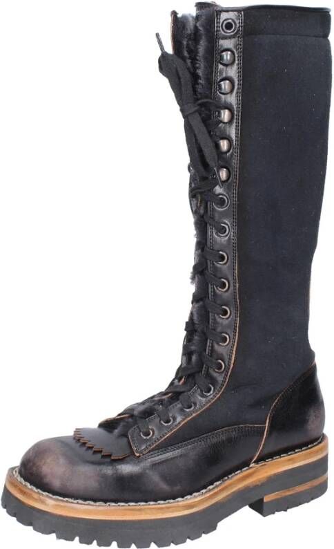 Moma Vintage Leren Dameslaarzen Black Dames