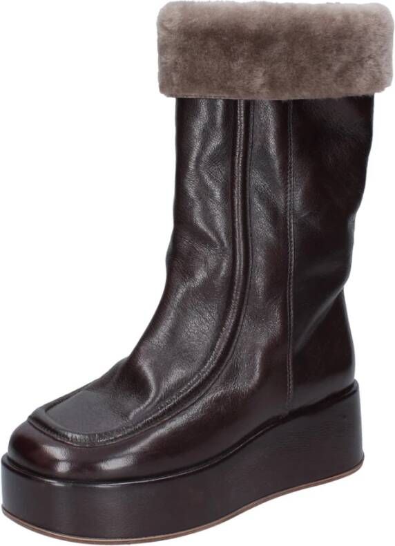 Moma Vintage Leren Dameslaarzen Brown Dames