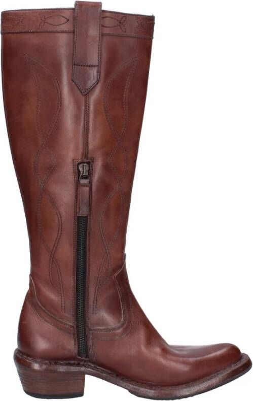 Moma Vintage Leren Dameslaarzen Brown Dames